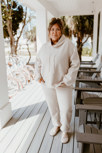 Stone Cable Knit Long Sleeve Pullover and Jogger Set