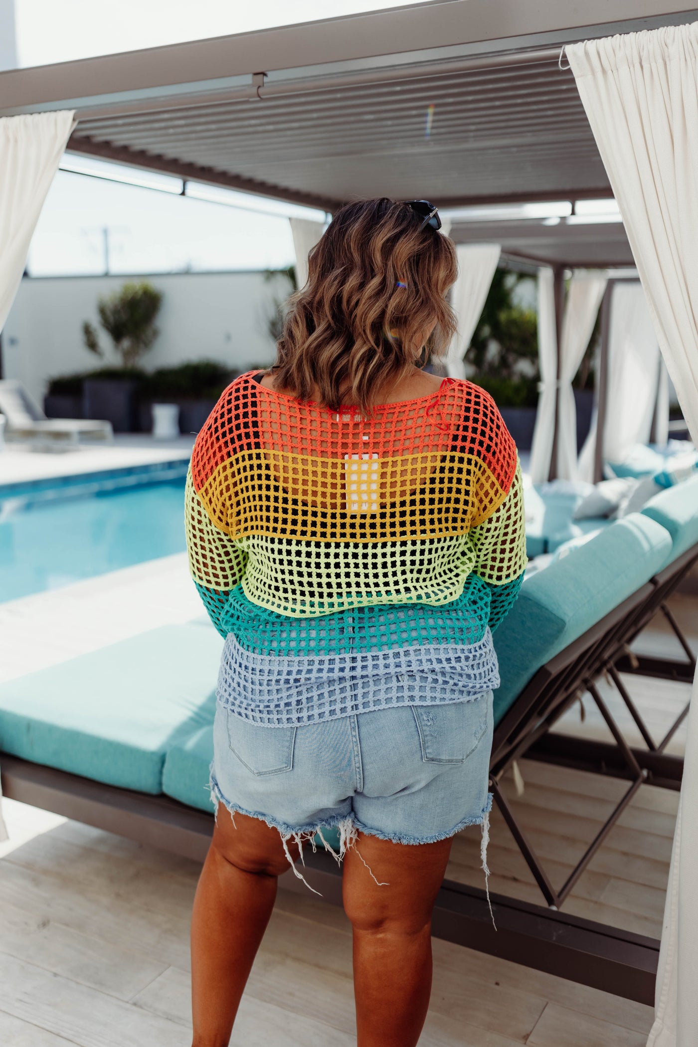 Multicolor Striped Crochet Pullover