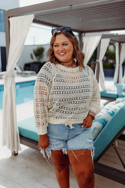 Ivory Crochet Long Sleeve Top