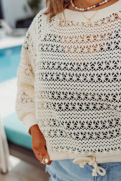 Ivory Crochet Long Sleeve Top