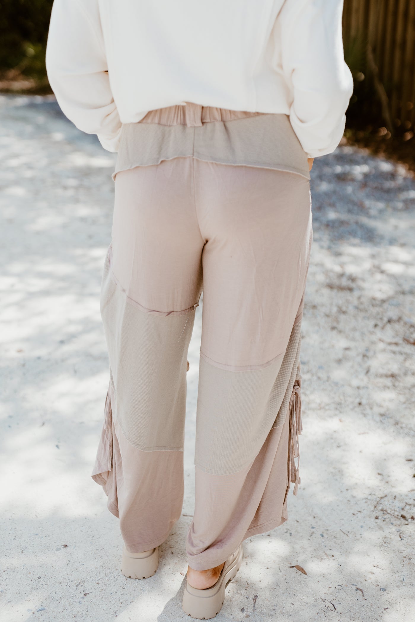 Espresso Whip Patchwork Braid Tie Wide Leg Pant