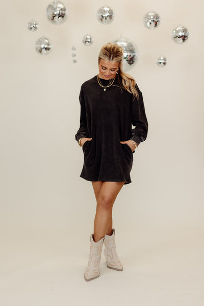 Black Oversized Sweatshirt Mini Dress