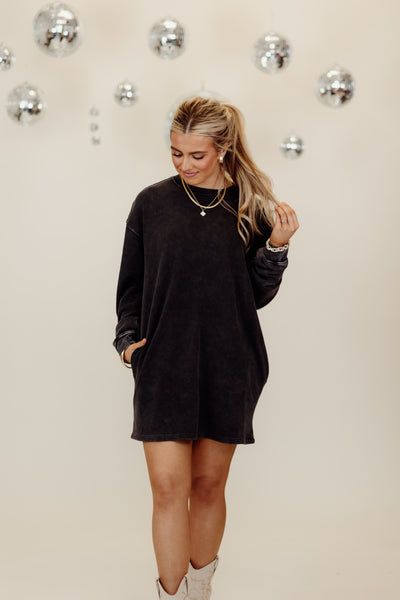 Black Oversized Sweatshirt Mini Dress