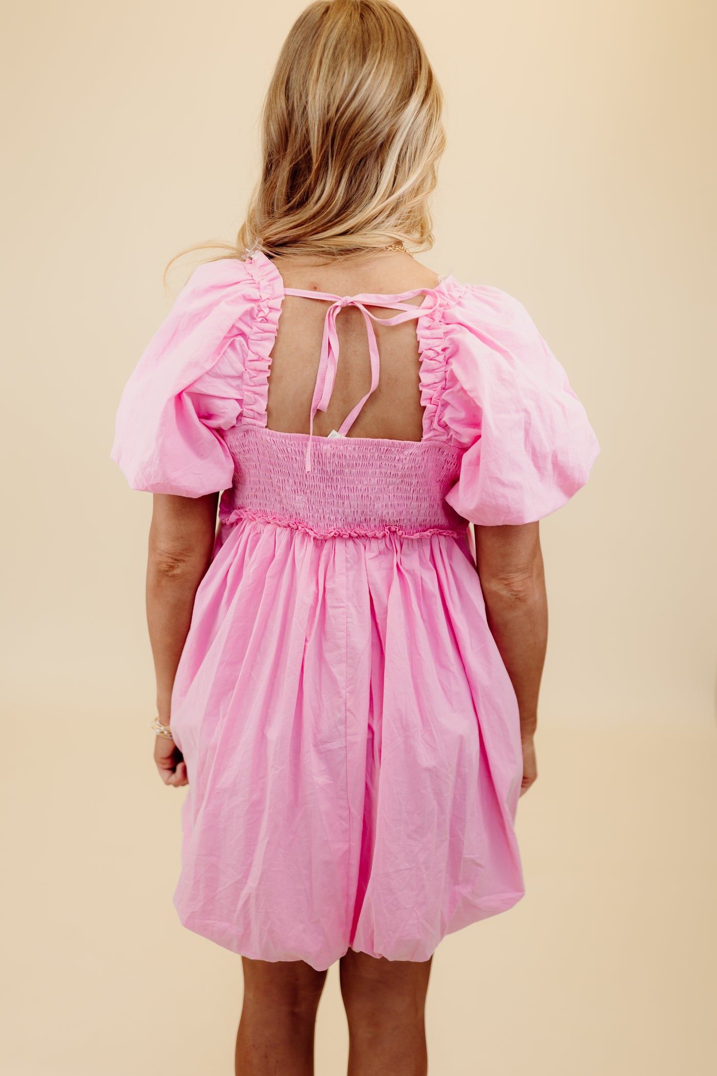 Light Pink Sweetheart Puff Sleeve Dress