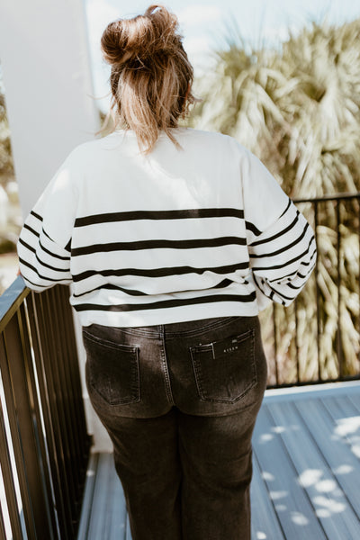 Z Supply Line Up Stripe Sweatshirt- Sandstone