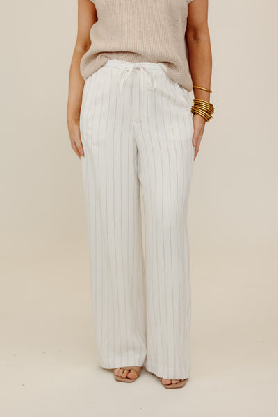 Off White Striped High Waist Wide Leg Pants