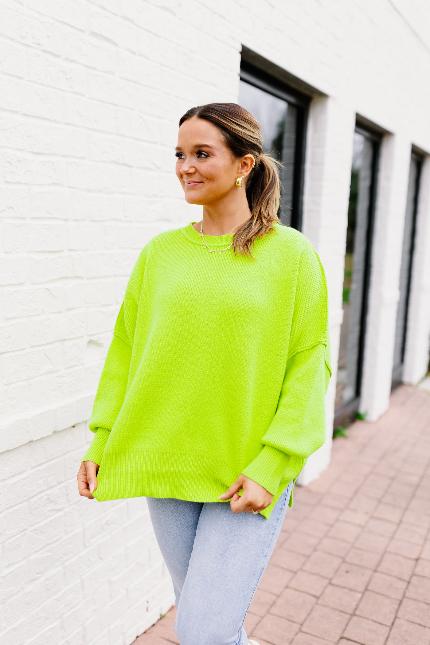 Lime Oversized Knit Pullover