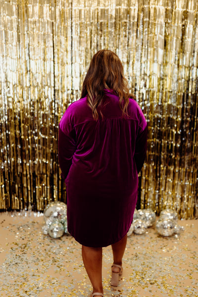 Plum Velvet Long Sleeve Dress