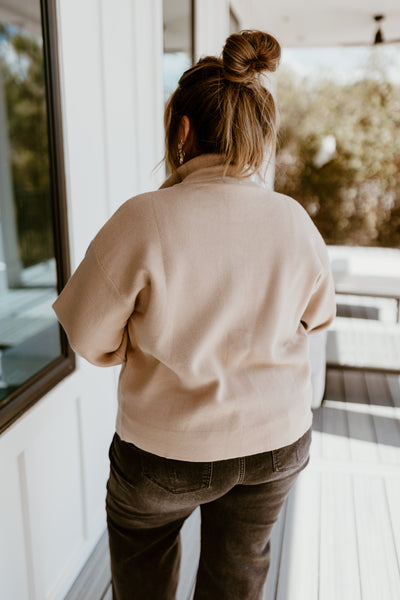 Sand Pocket Detail Button Down Knit Jacket