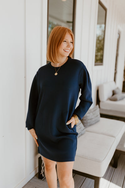 SPANX AirEssentials Crew Neck Dress- Timeless Navy