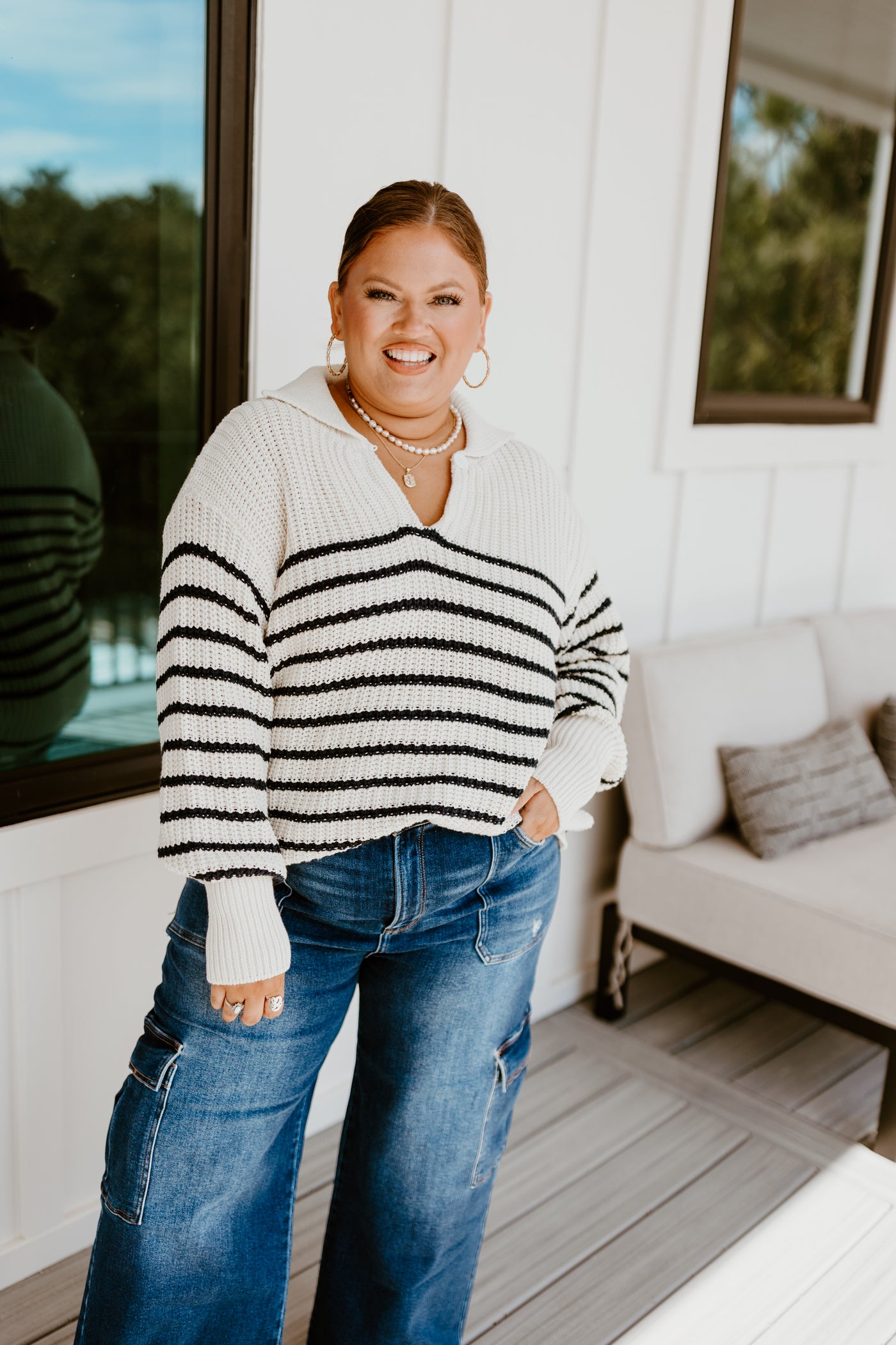 Navy and Cream Nautical Stripes Knit Sweater