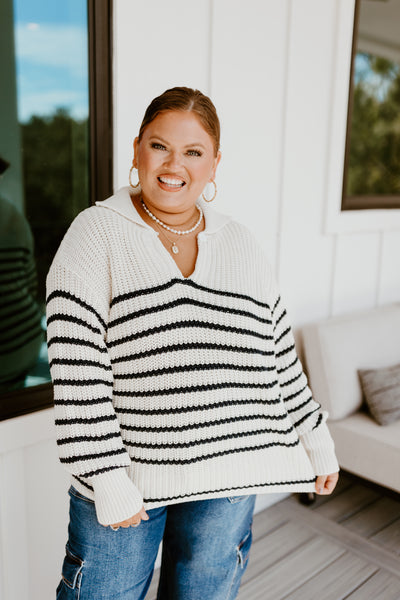 Navy and Cream Nautical Stripes Knit Sweater