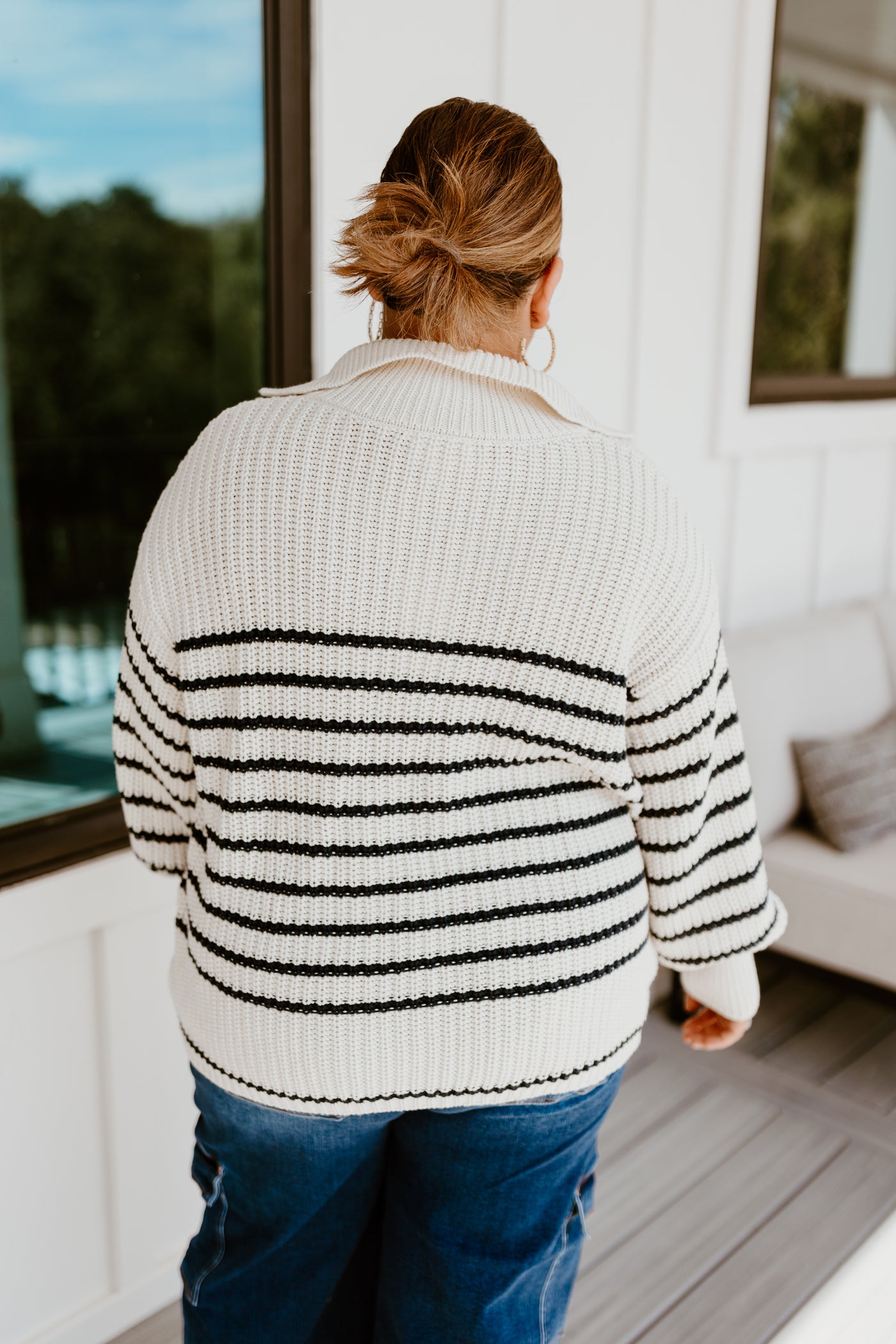 Navy and Cream Nautical Stripes Knit Sweater