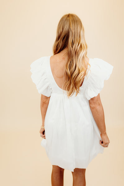 White Sheer Bow Detail Mini Dress