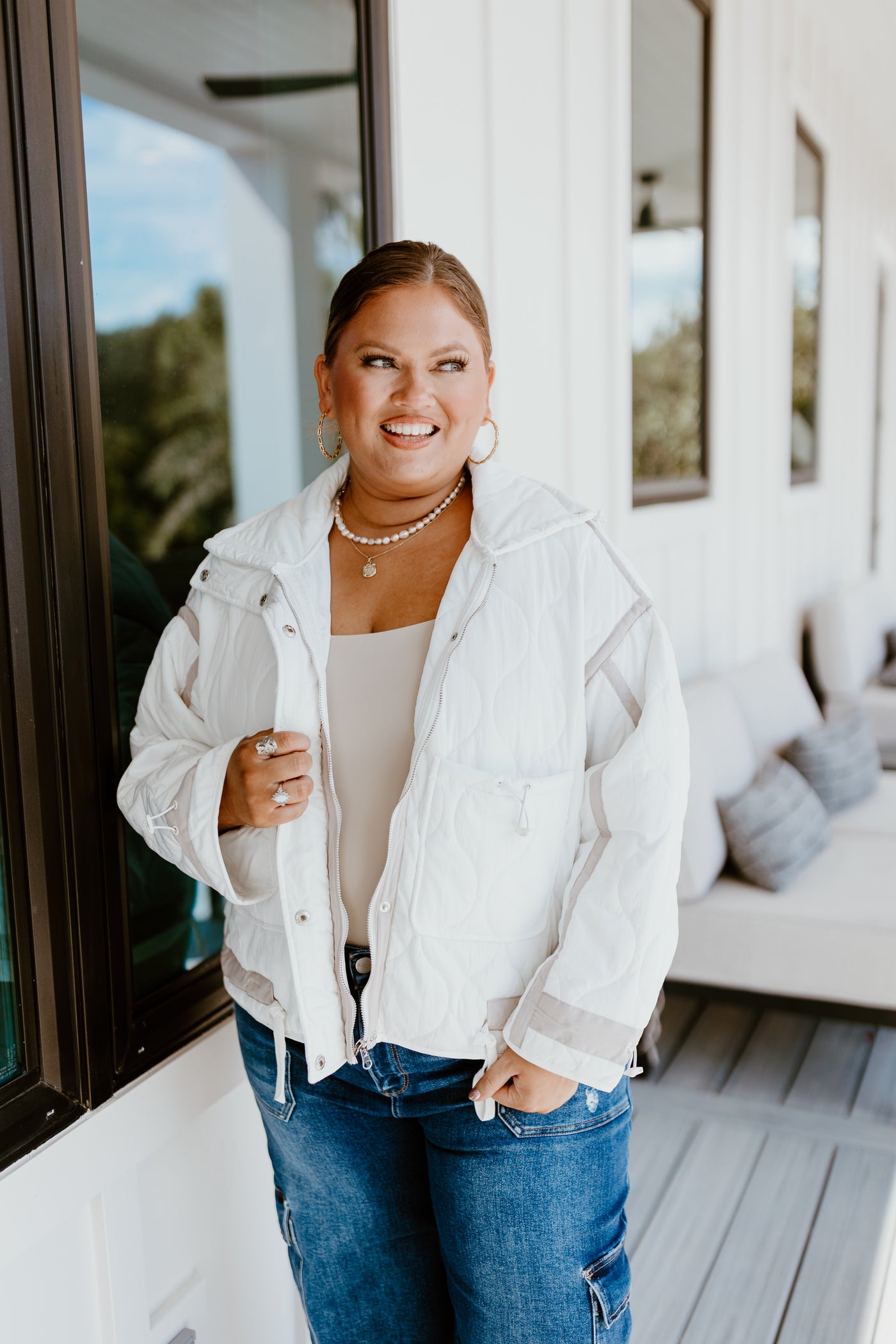 White Quilted Puffer Jacket