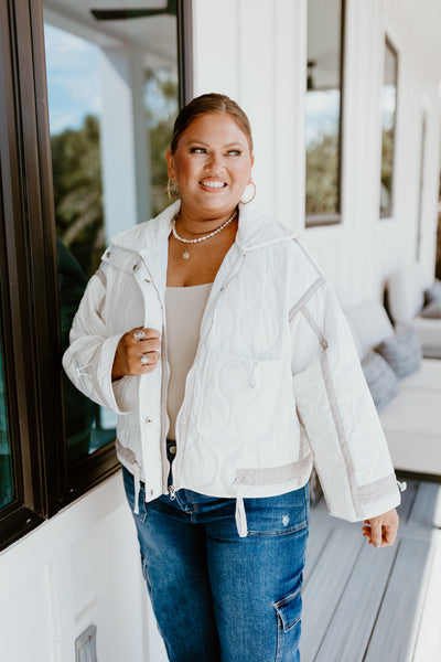 White Quilted Puffer Jacket