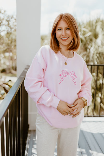 D.V.C. Pink Embroidered Bow Crew