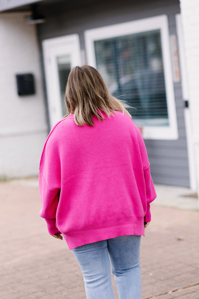 Pink Oversized Knit Pullover