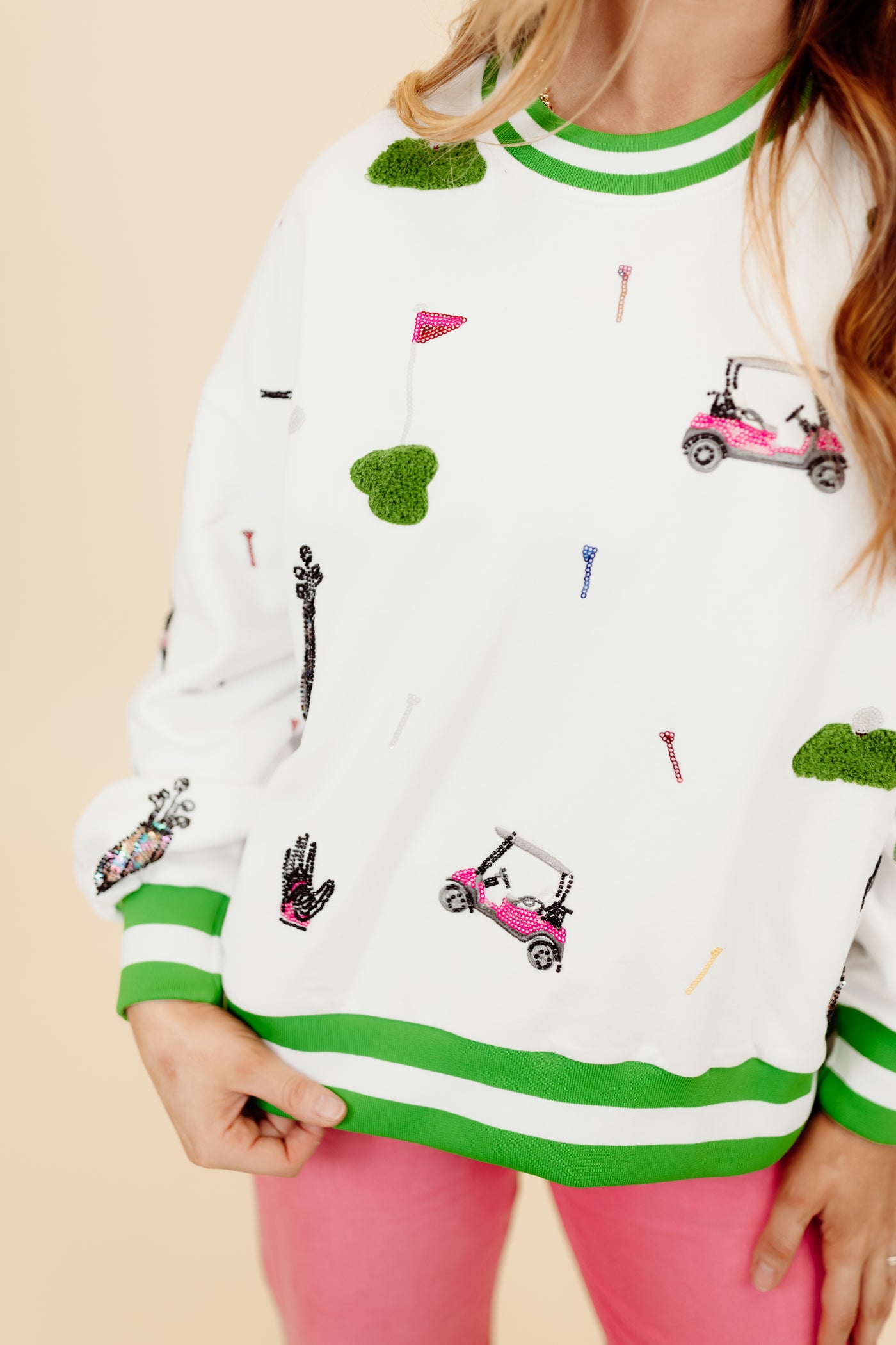 Queen of Sparkles White Scattered Golf Icon Sweatshirt