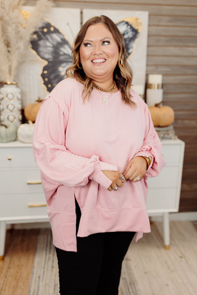 Pink Oversized French Terry Pullover