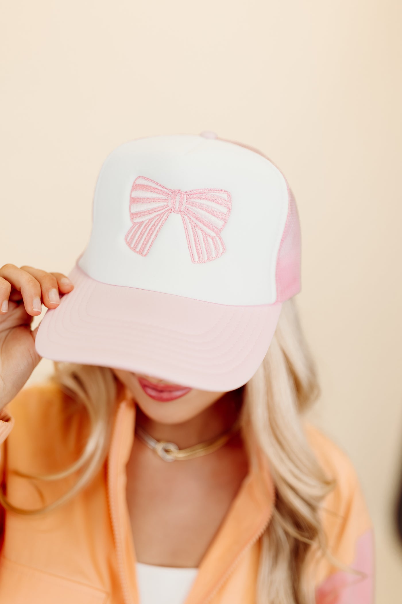 Sassy Cinnamon Chunky Pink Stripe Bow Hat