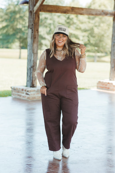 Chestnut Loose Fit Front Pocket Jumpsuit