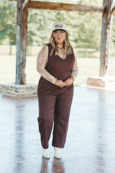 Chestnut Loose Fit Front Pocket Jumpsuit