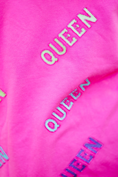Queen Of Sparkles Hot Pink & Rainbow Queen All Over Sweatshirt