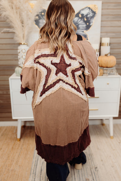 Washed Djon Star Patch Oversized Kimono