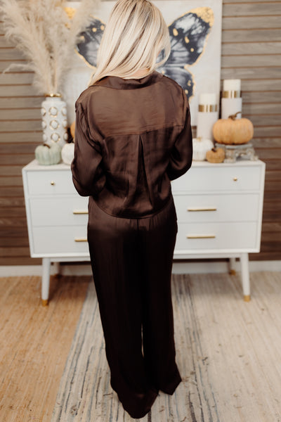 Z Supply Lisse Wide Leg Pants- Dark Chocolate