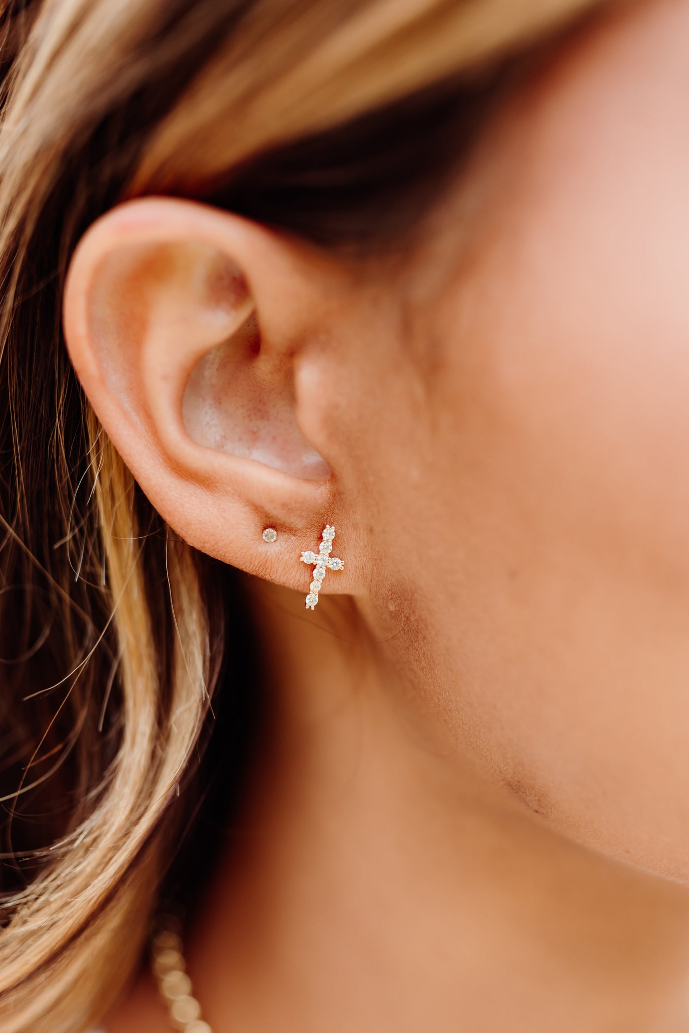 Virtue Jewelry Cz Pave Cross Earring