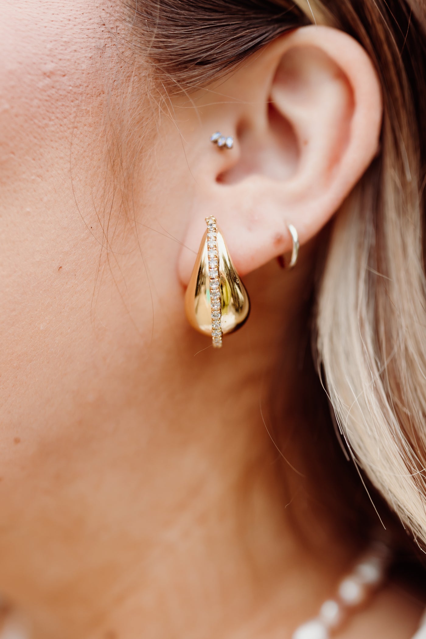 Gemelli CZ Daphne Earrings in Gold