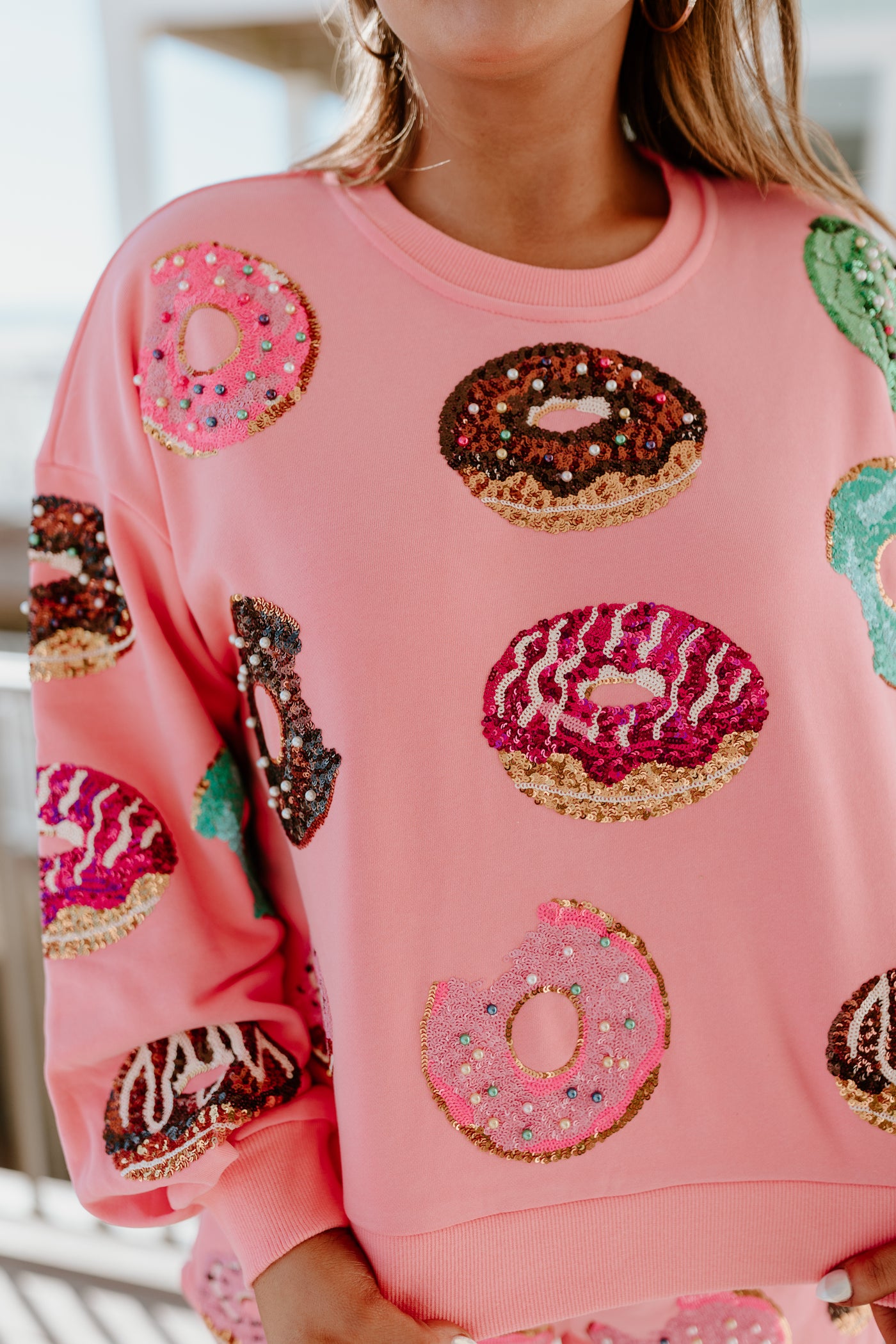 Queen Of Sparkles Pink Donut Sweatshirt