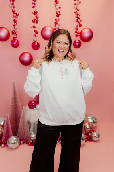 White Embroidered Nutcracker Sweatshirt