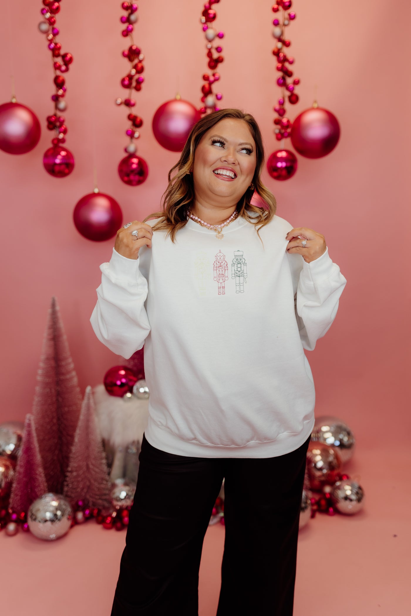 White Embroidered Nutcracker Sweatshirt