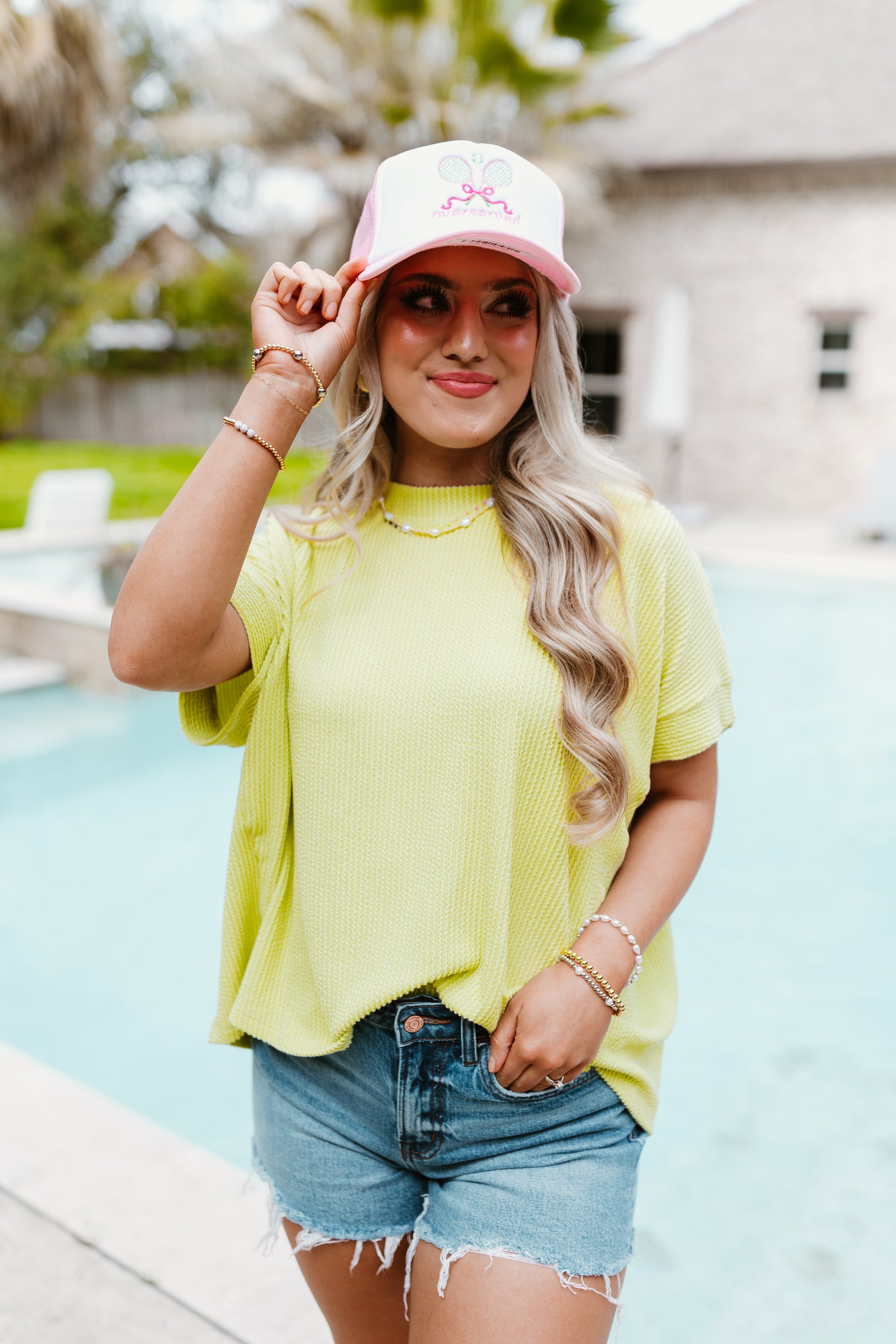 Lime Ribbed Short Sleeve Top