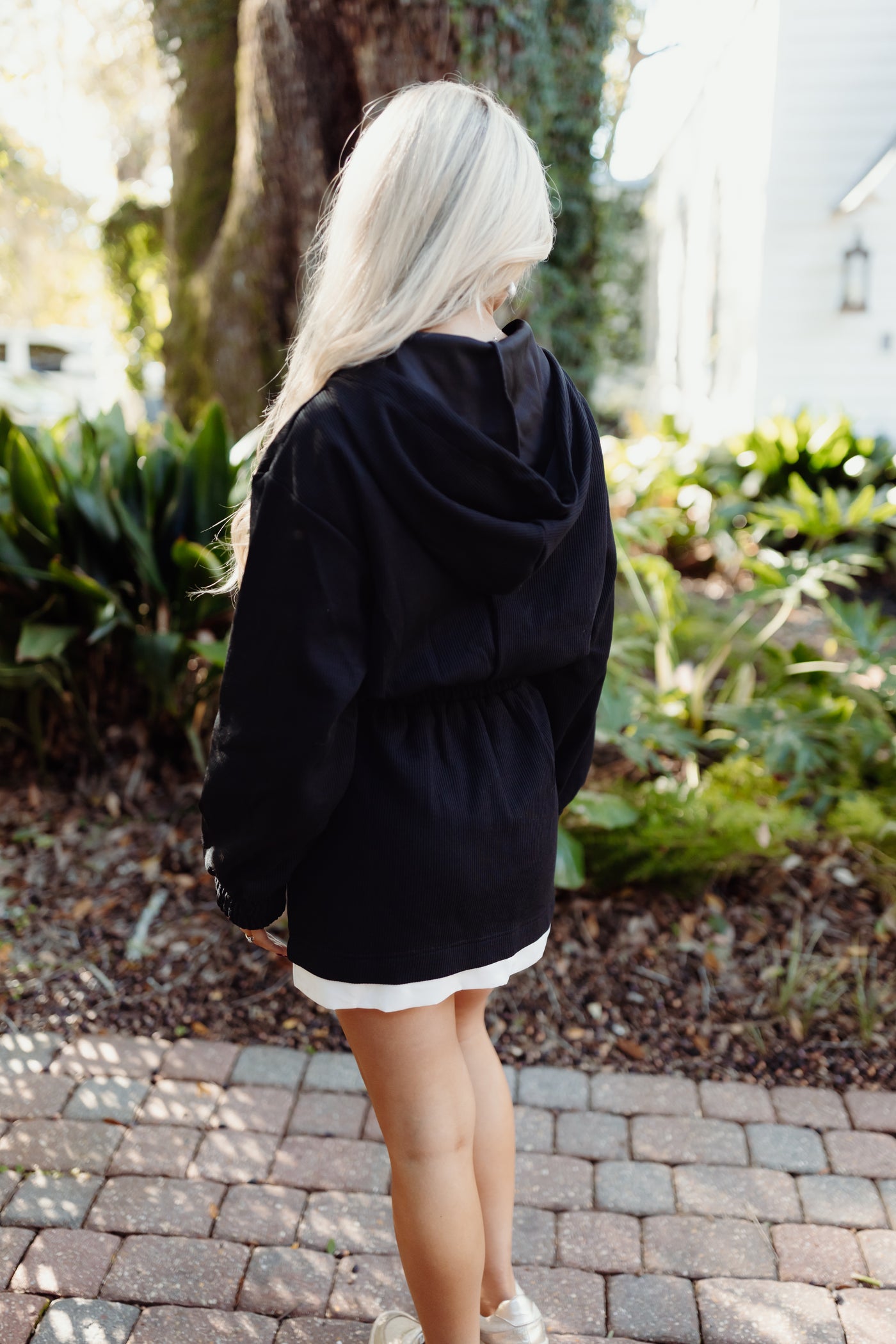 Black French Terry Hooded Mini Dress