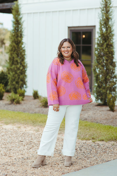 Mauve Multi Rose Detail Oversized Sweater