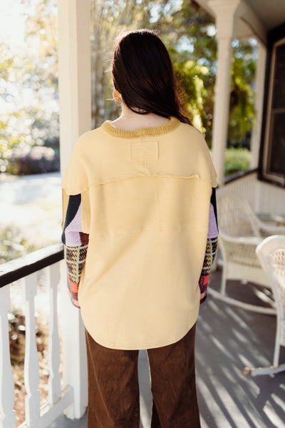 Mustard Pattern Mix Sleeve Pullover