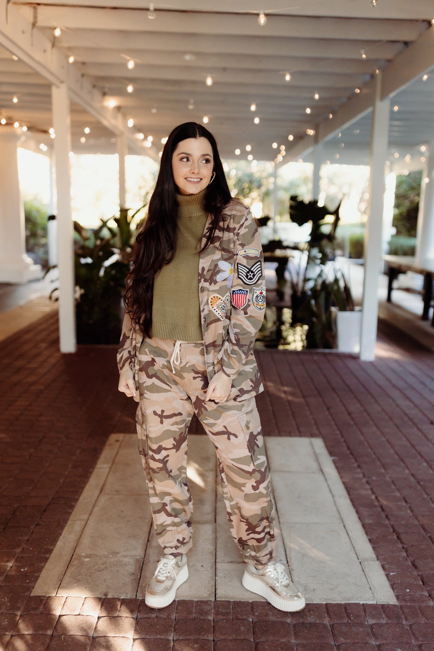 Beige Camo Oversized Pocket Joggers