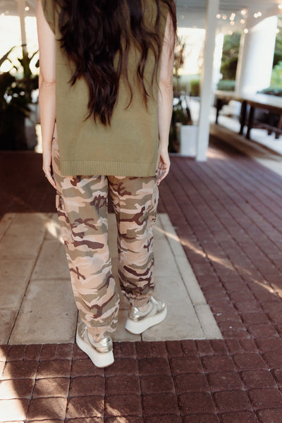 Beige Camo Oversized Pocket Joggers