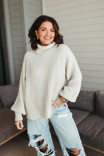 By Together Natural Knit Chunky Turtleneck Sweater