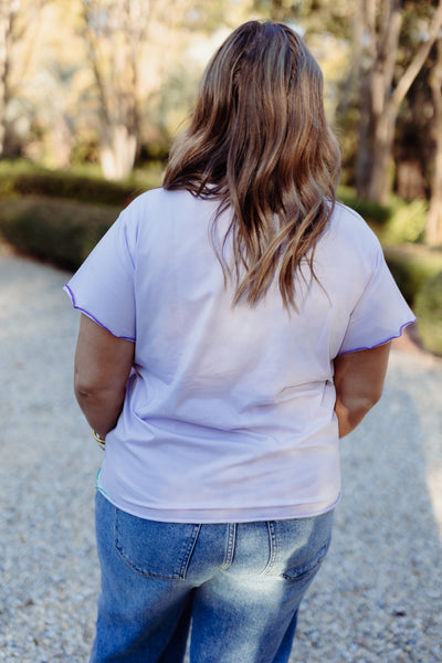 Queen of Sparkles Lavender Frill Edge Beads In Tree Tee