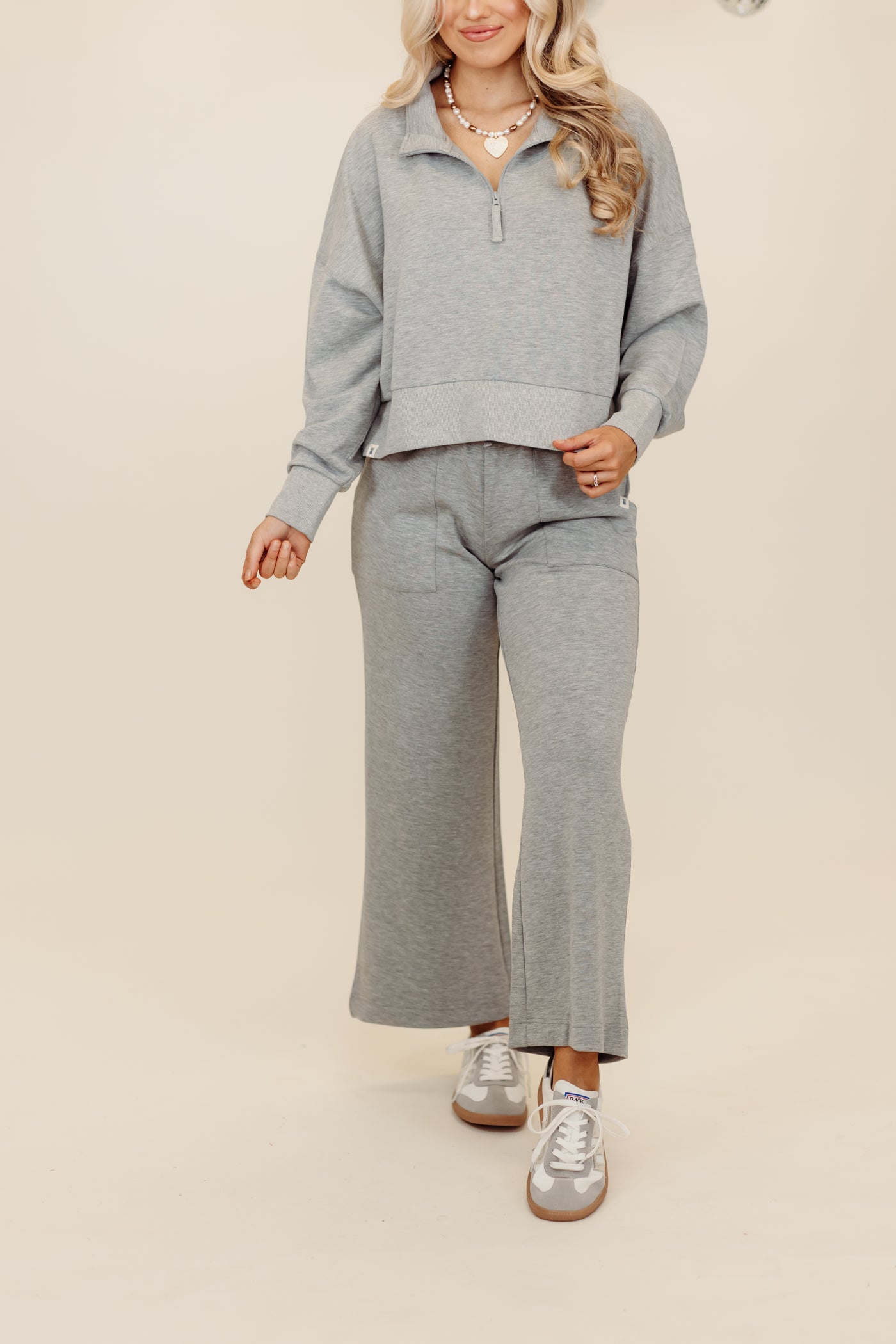 Simply Southern Heather Grey Quarter Zip Pullover & Pant Set