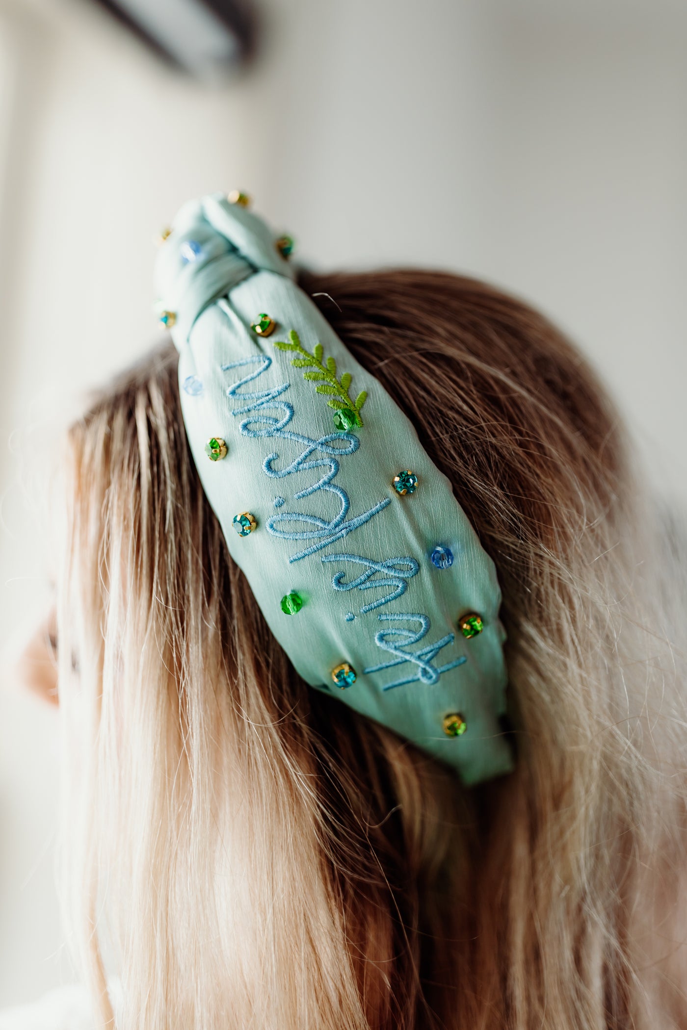 Brianna Cannon Embroidered He is Risen Headband with Crystals