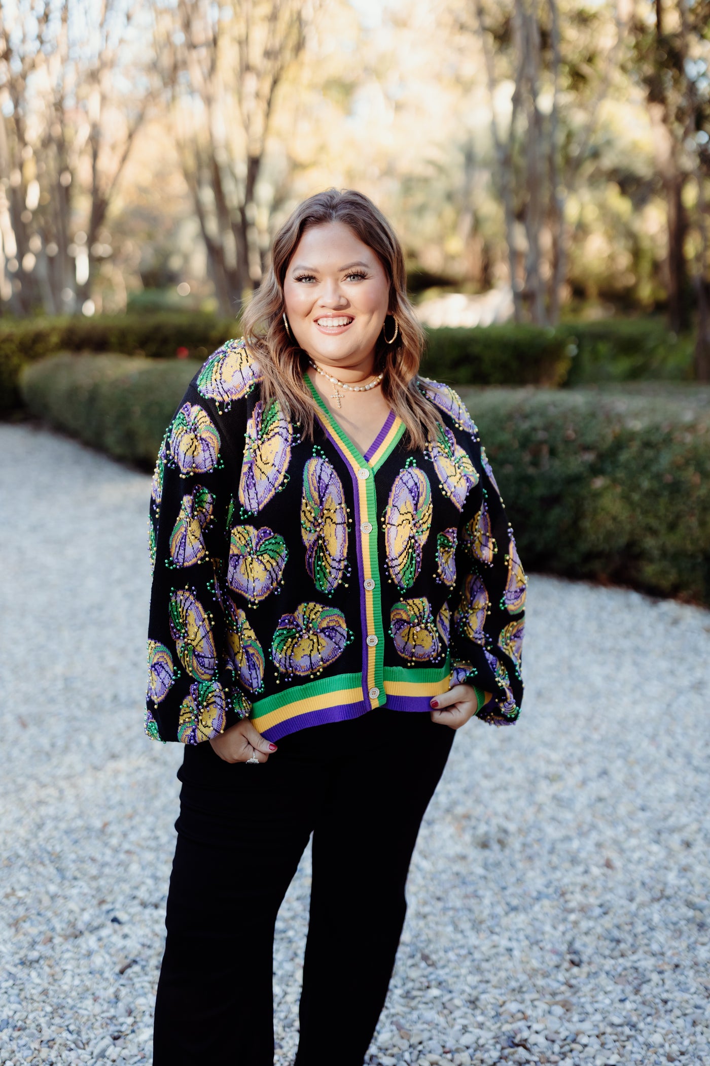 Queen of Sparkles Black Pearl King Cake Cardigan