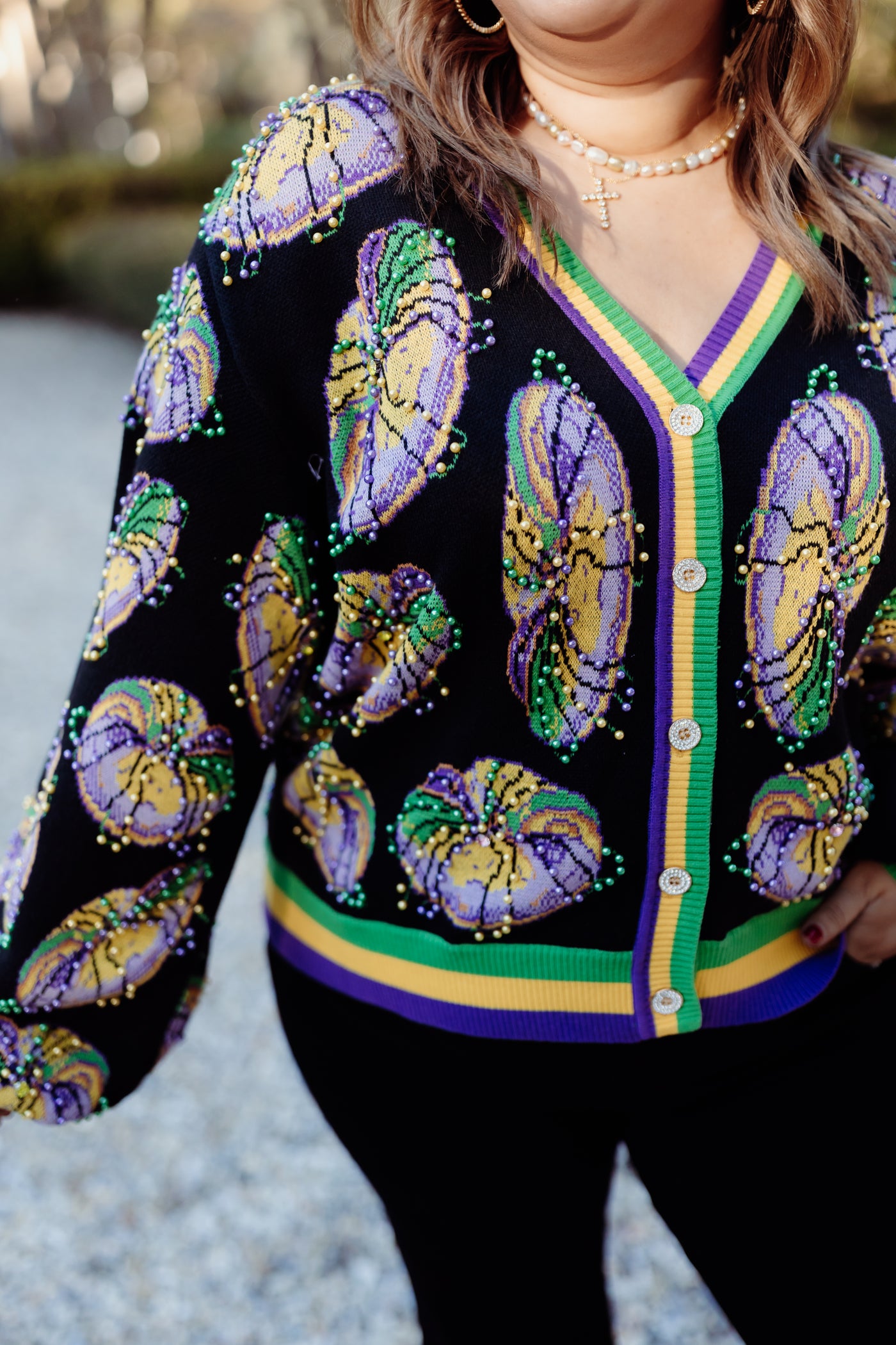 Queen of Sparkles Black Pearl King Cake Cardigan