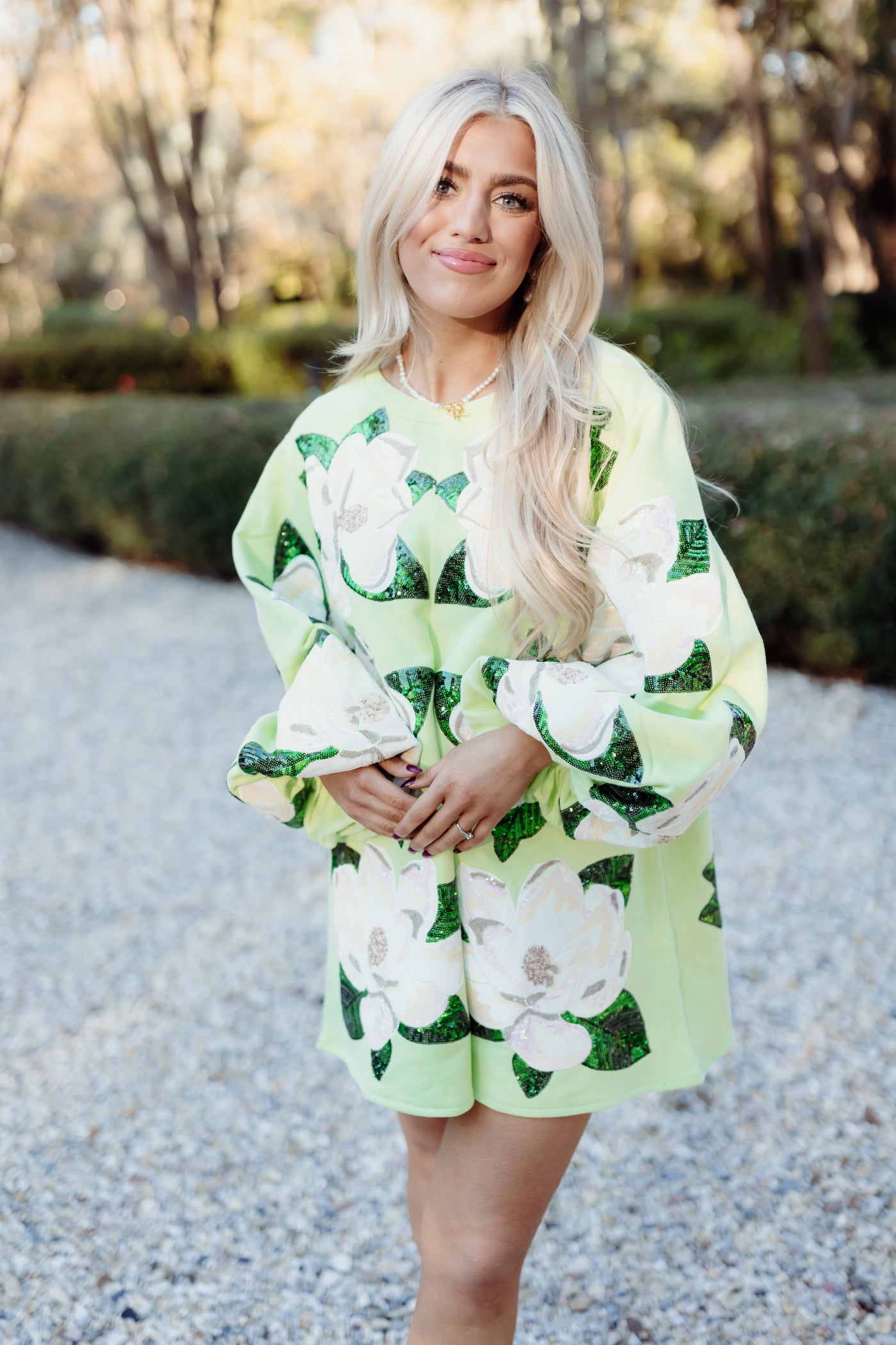 Queen of Sparkles Light Green Magnolias Dress