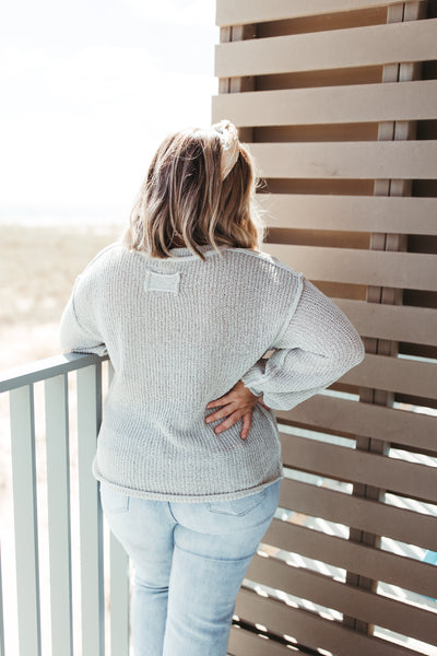 Grey Lightweight Knit Round Neck Slouchy Top