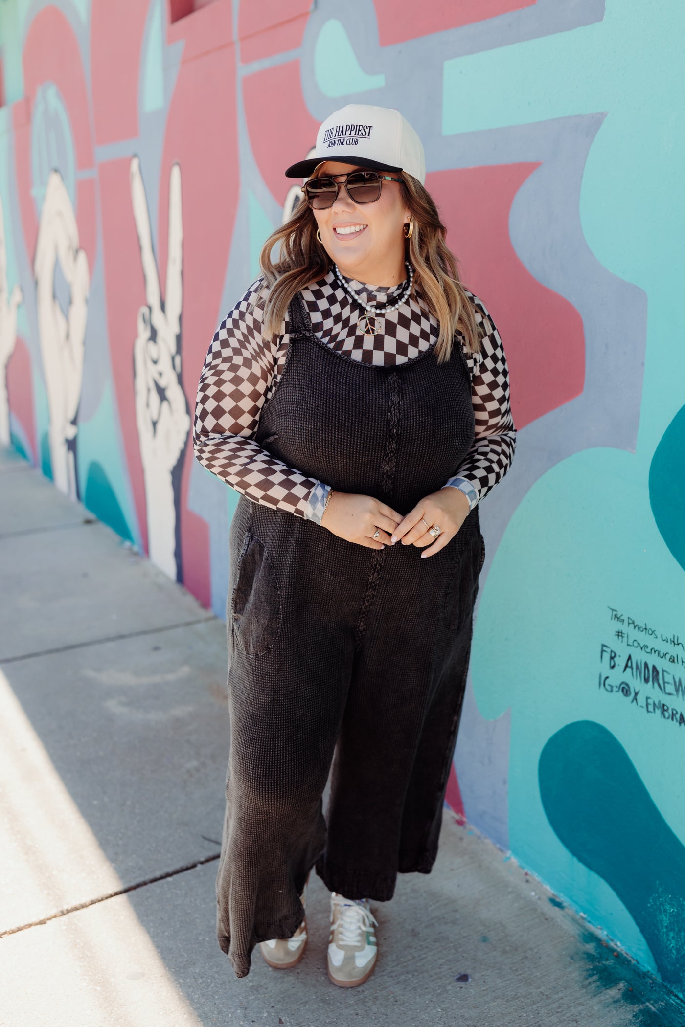 Black Charcoal Vintage Washed Waffle Knit Overalls